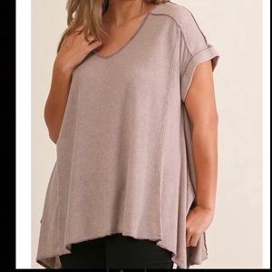 New! Umgee Plus Mauve Waffle Knit Tunic